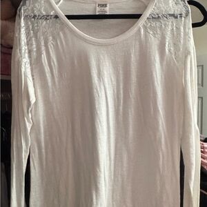 PINK Lace Detail Top